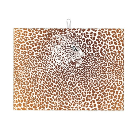 

Ocsxa Leopard Brown Dish Drying Mat for Kitchen Counter Coffee Bar Coffee Station Accessories Absorbent Coffee Mat Kitchen Drying Mat Easy Clean 18x24 Inch