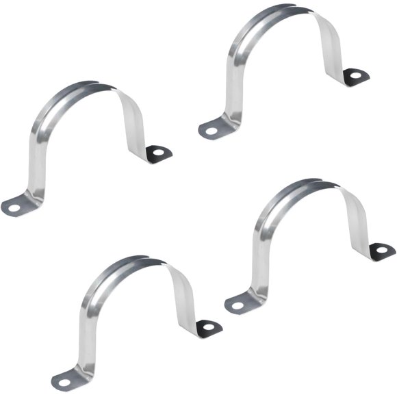 shiyou-100mm Rigid Pipe Strap Clamp 2 Holes Strap U Bracket Tube Strap Tension Clips 201 Stainless Steel, for Pipe Fixing, Silver, 4Pcs