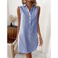 thumbnail image 6 of Multicolor Blue And White Striped Sleeveless Shirt Dress, 6 of 6