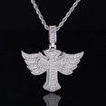thumbnail image 2 of Angel Wings Cross Pendant Necklace for Men & Women, Iced Cubic Zirconia Cross Necklace with 24" Rope Chain, Hypoallergenic Tarnish-Resistant Jewelry, Gift Box Included, 2 of 11