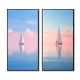 thumbnail image 2 of Designart "Tranquil Solitary Sailboat at Pastel Sunset I" Boat Framed Wall Art Set Of 2 - Modern Pink Frame Gallery Set For Office Decor, 2 of 6