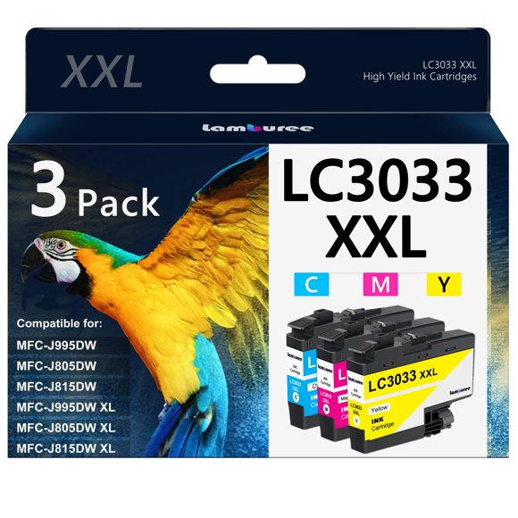 Cartuchos de tinta Lamburee LC3033XXL de súper alto rendimiento (paquete de 3)