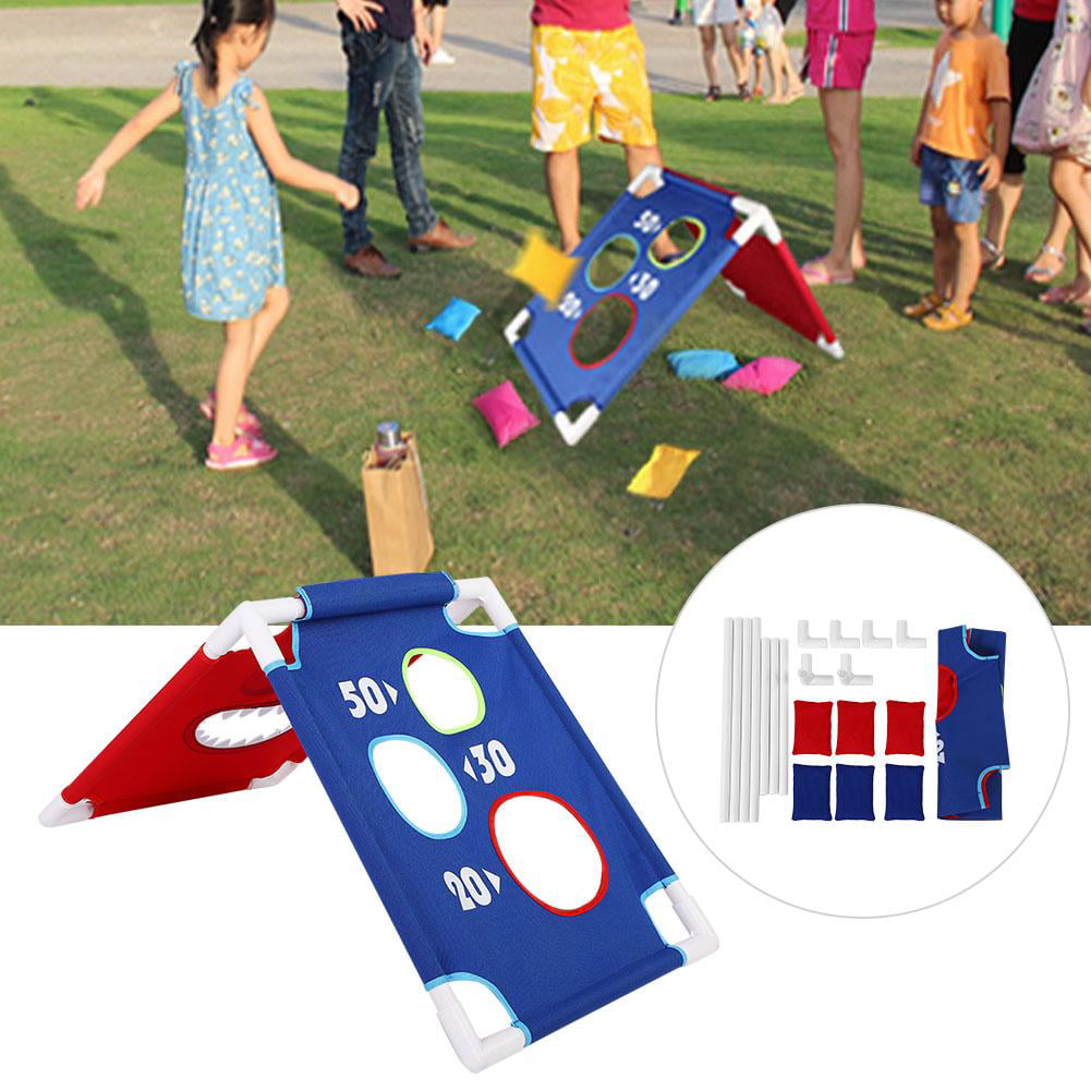 Collapsible Double Sided Cornhole Game Set with 8 Bean Bags and Carrying Bag Outdoor and Indoor Games for The Family Activity Set for Toddlers Bean Bag Toss Game Donut Bean Bag Toss Game Set