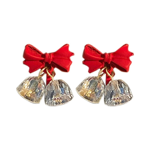 WILLBEST Boucles d'Oreilles en Velours Rouge avec Nœud pour Femmes Automne Hiver Bijoux de Mode Accessoires pour Cheveux