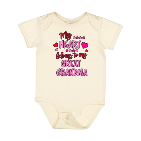 

Inktastic My Heart Belongs to My Great Grandma Gift Baby Boy or Baby Girl Bodysuit