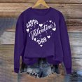 thumbnail image 2 of ibuvkizy Womens Sweatshirts Valentines Day Love Heart Round Neck Printed Sweatshirts Long Sleeved Pullover Top Sweatshirt Purple,S, 2 of 4