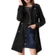 thumbnail image 2 of Abrigo de ante sintético de doble botonadura con solapa de muesca para mujer INSPIRE CHIC en negro, 2 of 8