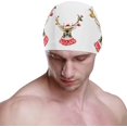 thumbnail image 2 of FYBTO Swimming Cap Reindeer Xmas Deer Winter Unisex Adult FYBTO Polyester, 2 of 4