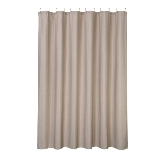 Towallmark Cortina de Baño Extra Larga, 72x84 pulgadas, Tela Tipo Lino 240GSM, Café Claro, Impermeable, Modelo TM-CB84