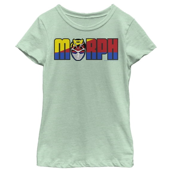 Girl's Power Rangers Morph Color Text  Graphic Tee Mint Medium