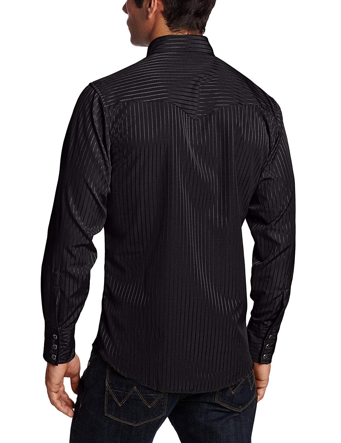 Wrangler Men's Long Sleeve Western Snap Dobby Striped Shirt
