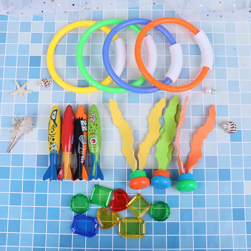 19pcs Swimming Pool Throwing Diving Toys Underwater Rings Diving Circle SetS 