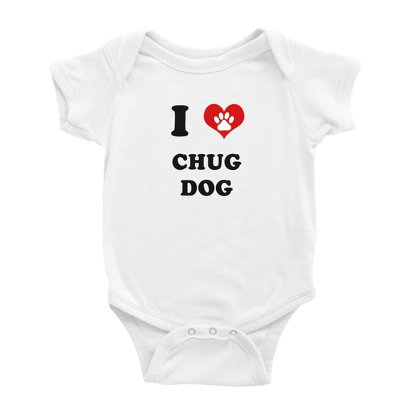 I Heart Chug Dog Funny Baby Rompers Baby Clothes (White, 0-3 Months)