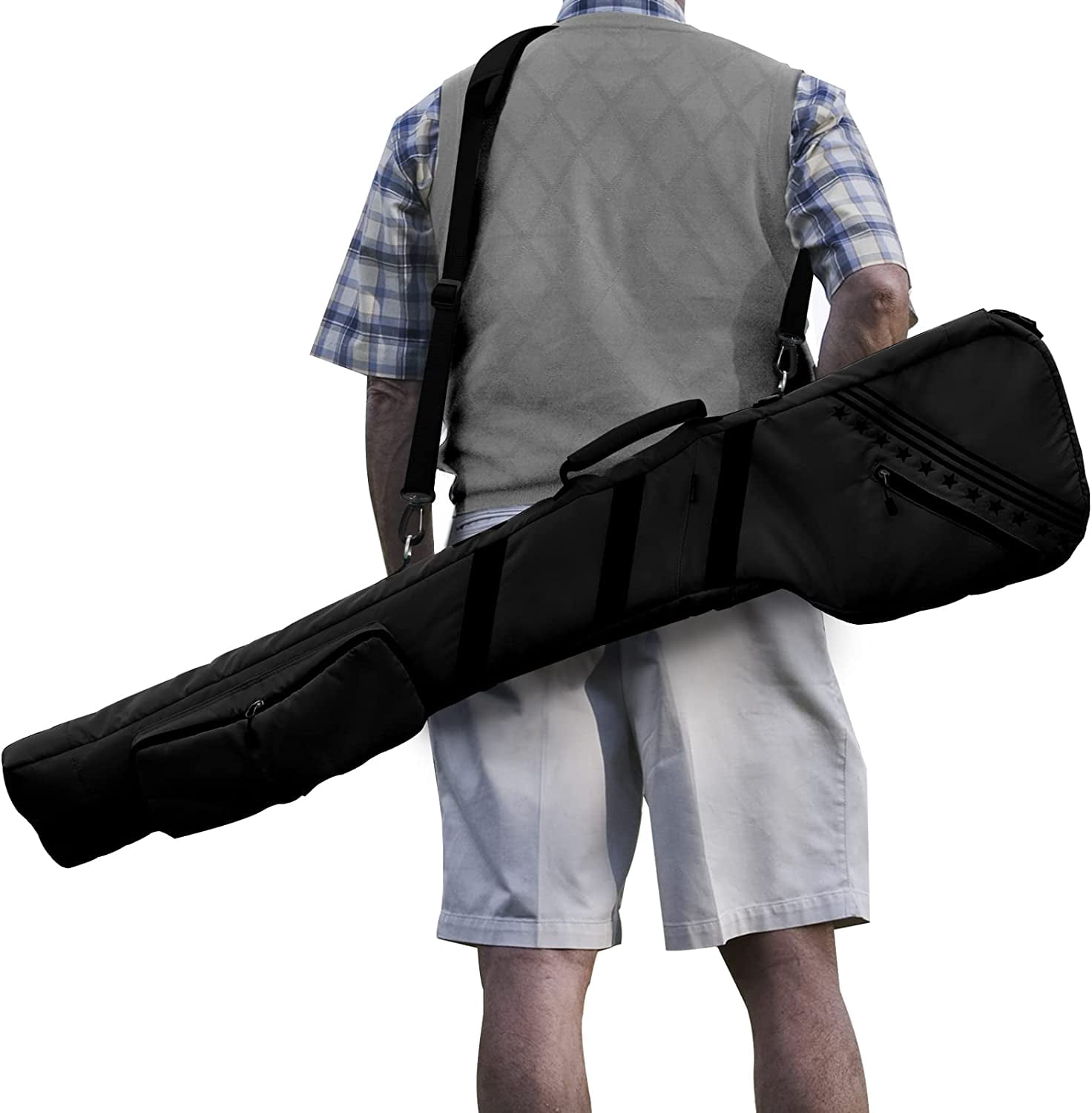Golf Sunday Bag, Small Golf Bag Lightweight, Par 3 Golf Bag for A Few Clubs Driving Range, Practice with Carry Shoulder Strap Foldable Multi-Colour
