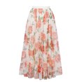 thumbnail image 4 of Aueoeo Tulles Skirts for Women ,Mesh Layered Maxi Skirt, Elegt Flower Printed Dress, High Elastic Waist Party Yarn Skirt Red L, 4 of 8