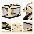 thumbnail image 6 of Collapsible Portable Dog Kennel, 28 Inch Soft-Sided Pet Crate for Medium/Small Dogs, 3-Door Ideal for Travel, Car Trips, Indoor & Outdoor, Beige, 6 of 6