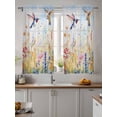 thumbnail image 2 of Spring Hummingbird Floral Curtains 45 Inch Length, Sheer Curtains for Bedroom Living Room Window Farmhouse Flower Botanical Rod Pocket Voile Drapes Kitchen Curtains Small Half Window 42"x45" 2 Panels, 2 of 6