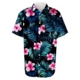 thumbnail image 4 of Mens Hawaiian Shirt Tropical Floral Print Summer Short Sleeve Wrinkle Free Button Up Beach Party Tops Vacation Outfits, 4 of 5