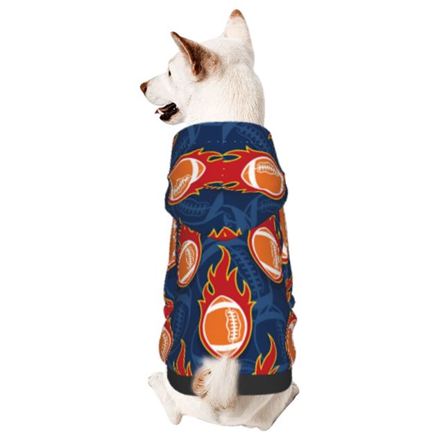 Balery American Football and Fire Flames Sudadera con Capucha para Perros Pequeños – Ropa para Mascotas, Disfraz para Perros y Gatos, Ideal para Fiestas y Cosplay-X-Large