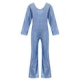 thumbnail image 5 of UQJfacai Girls Sparkly Jumpsuits Glitter Long Sleeve Cocktail Party Crew Neck Bodycon Flared Long Pants Rompers Onesies 2-17 Years, 5 of 5