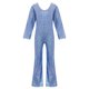 thumbnail image 4 of Mono para niños de color sólido con lentejuelas elegantes para fiestas de baile, actuaciones escolares, mangas largas, cuello redondo, pantalones acampanados, ropa combinada para fiestas y festivales,, 4 of 4