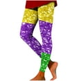thumbnail image 6 of DDAPJ pyju Mardi Gras Leggings for Women Trendy Print Elastic High Waisted Yoga Pants Carnival Party Tights Color Block Casual Skinny Pants Multicolor#2 XXL, 6 of 6