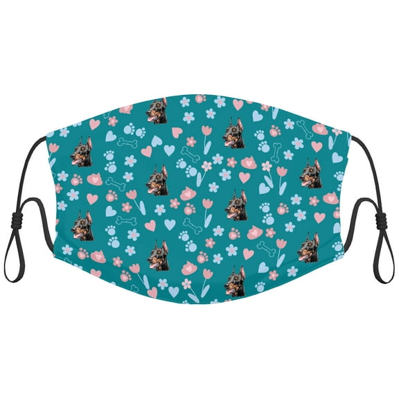 Cute Doberman Dog Graphic Printed Cloth Face Masks Reusable Washable Adjustable for Adults (10 PCS)