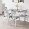 thumbnail image 3 of Dining Table for 4, Small Table and Chairs Set of 4, Square Dinette Set for 4, 5Pcs Kitchen & Dining Room Sets for Small Space (White, Table with 4 Upholstered Chairs), 3 of 6