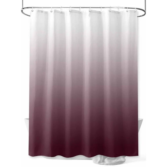 Romantic Burgundy Shower Curtain, Gradient Waterproof Shower Curtain Set with 12 Hooks Lightweight Washable Fabric Shower Curtains for Bathroom 72x84 Inches