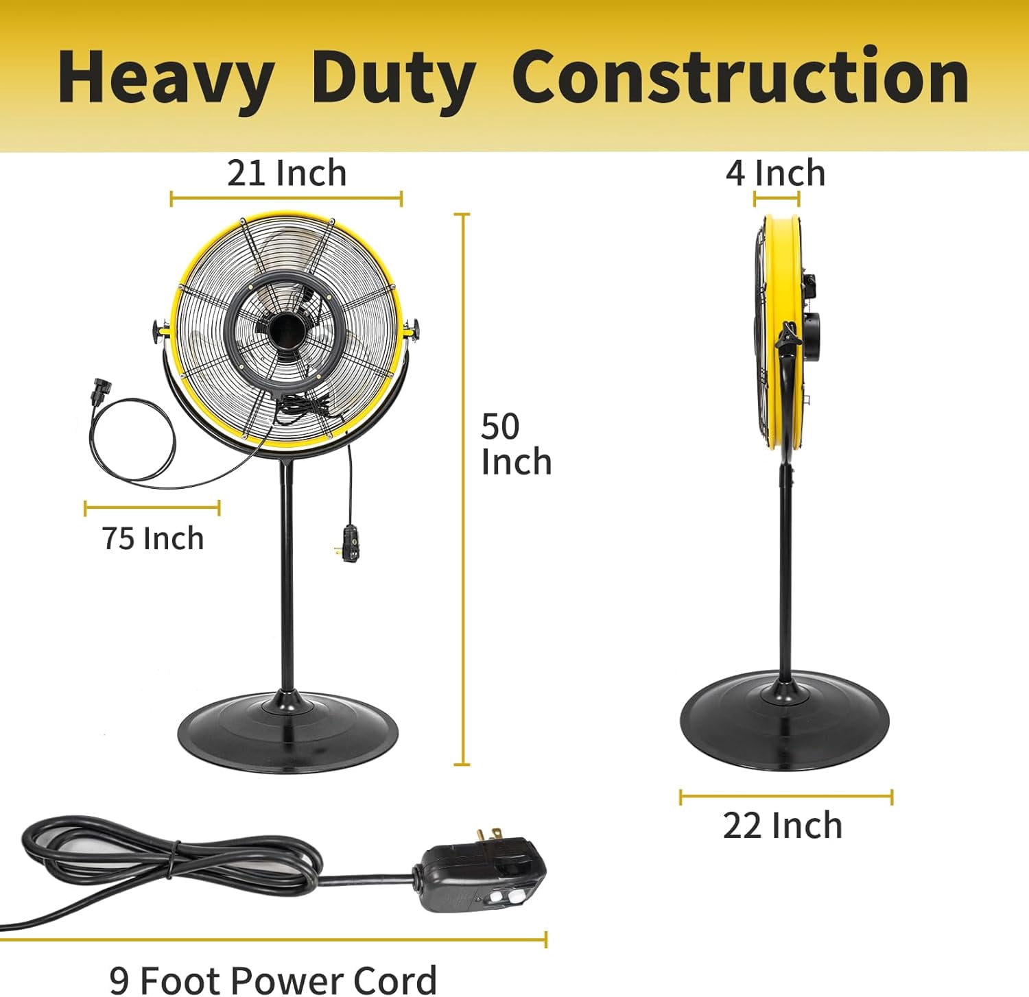 20-Inch Outdoor Misting Fan with Pedestal Stand, 4400 CFM, IP44 Enclosed Motor, Detachable Mist Spray Kit, 9ft Cord & GFCI Plug, 120-Degree Tilted Head, UL Outdoor Approved