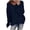 Navy, variant on LYXSSBYX Womens Sweaters Clearance Womens Fashion Solid Long Sleeve Sweater Loose V-Neck knitting Sweater
