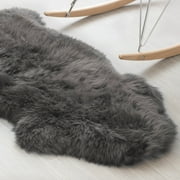 Super Area Rugs, Genuine Australian Sheepskin Dover Gray Fur Rug, Single Pelt, 2ft. X 3ft.