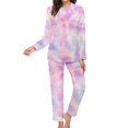 thumbnail image 3 of Pink Tie Dye Pajamas Women Colorful Art Print Cute Sleepwear Spring Two Piece Leisure Oversize Pajama Sets, 3 of 7