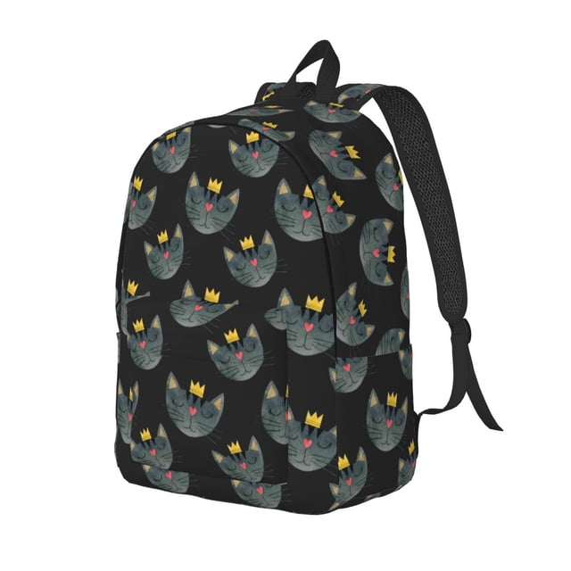 Vsdgher Faces Of The Cat Print Canvas Backpack Travel Rucksack Unisex Knapsack 15.7/17.7Inch Laptop Backpack for Work,College-Medium