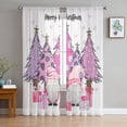 thumbnail image 3 of Sheer Curtains 63 inches Long, Christmas Retro Hot Pink Gnome Christmas Tree Polka Dot Gifts Light Filtering Sheer Window Curtains Rod Pocket Voile Drapes for Living Room, 52"W x 63"L 2 Panels, 3 of 7