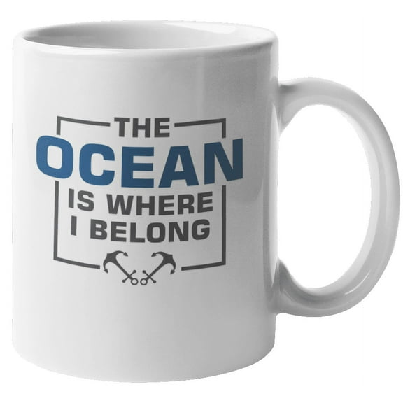 The Ocean Is Where I Belong, Sailor Coffee & Tea Mug for Giveaways (11oz)