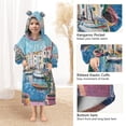 thumbnail image 3 of FORMRS Wearable Blanket Hoodie with Sleeves for Kids Cozy Flannel Sweatshirt, Blue Plants Window, 3 of 7