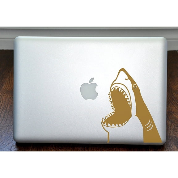 Shark Jumping Out of Water Gold Decal for 13" Macbook