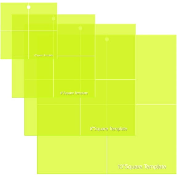 4Pcs Acrylic Square Quilting Template Set 4" 6" 8" 10" Accurate Cutting for Layer Cakes Patchwork & Quilts Long - Lasting Non - Slip Design for Sewing & Craft Creations