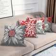 thumbnail image 4 of Dashan Red Grey Throw Pillow Covers 20x20 Set of 4,Modern Daisy Flower Decorative Pillow Cases for Bedroom Sofa Couch, 4 of 6