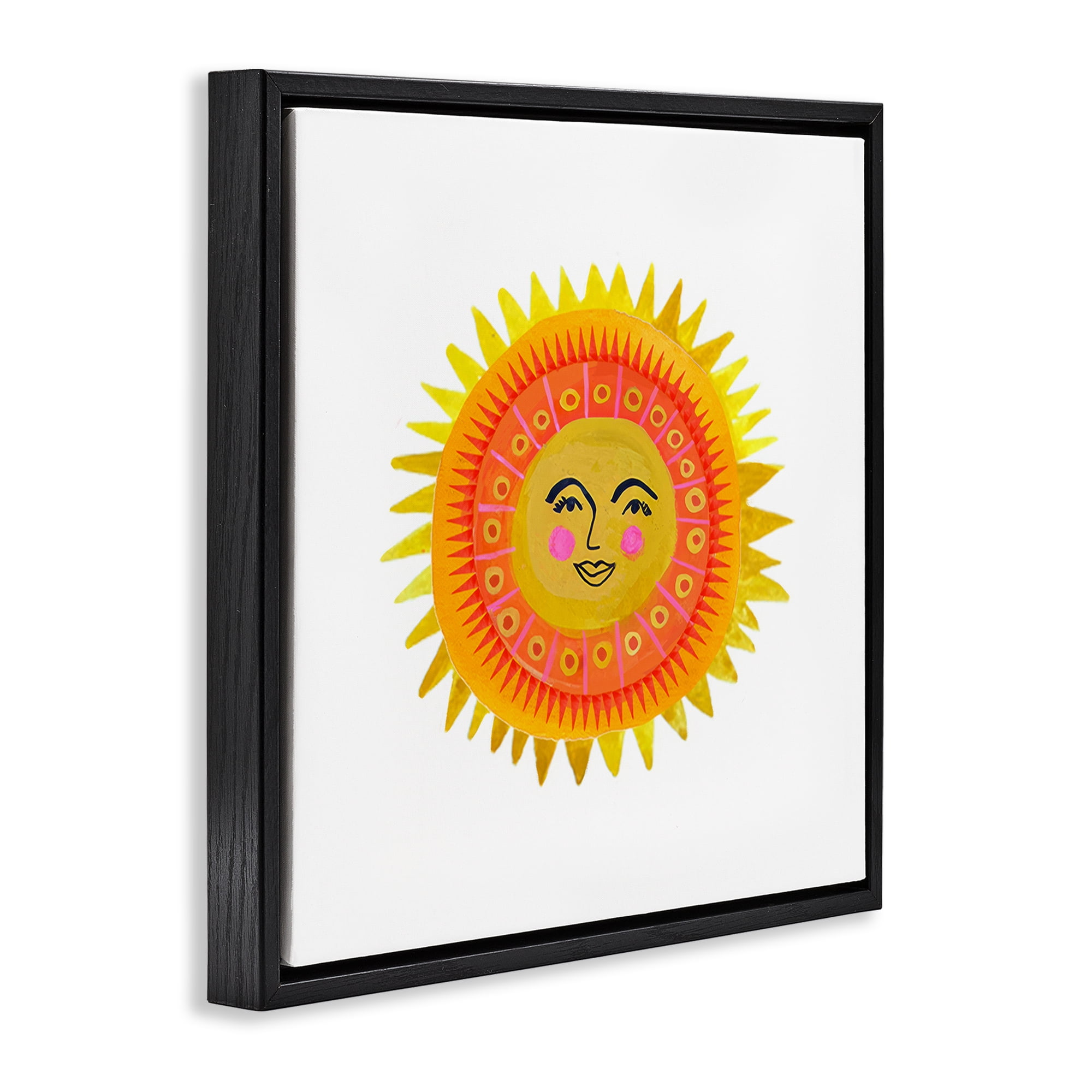 Stupell Industries Eccentric Bohemian Sun Black Framed Floater Canvas Wall Art, design by Katherine Herrell Studio