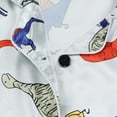 thumbnail image 5 of Odeerbi 1-8 Years Kids Boys Girls Summer Satin Pajamas Notched Lapel Short Sleeve Shirts Shorts Set Soft Loungewear Dinosaur Print Sleepwear Kids Boys Girls Clothes, 5 of 9