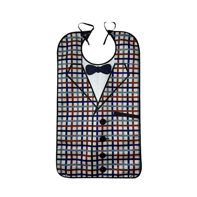 D Elderly Care Bib For Eating And Drinking Double Layer Waterproof Unisex Suit Style Dining Cloth With Pocket