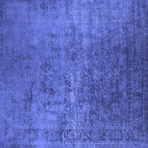Ahgly Company Machine Washable Indoor Square Oriental Blue Industrial Area Rugs, 6' Square