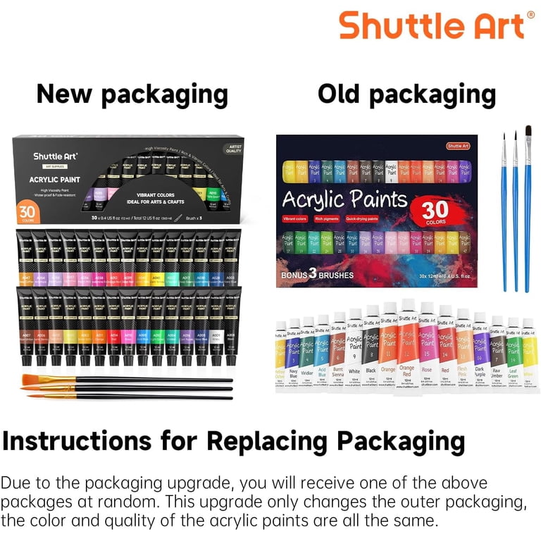 Shuttle Art Acrylic Paint Set, 30 Colors with 3 Free Brushes photo 5