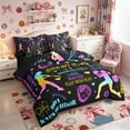 thumbnail image 2 of Meiyoeat Neon Softball Twin Bedding 7-Piece for Teens, Sport Quote Print Bedding Comforter Set,Black Reversible, 2 of 6