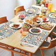 thumbnail image 2 of Multicolor Ethnic Geometric Patchwork Pattern Summer Placemats Table Placemats Set Of 4-Linen Kitchen Washable Placemats Table Mats 11.8"x17.7" Non-Slip Heat Resistant, 2 of 6