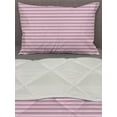 thumbnail image 3 of Geometric Comforter & Sham Bedding Set, Striped Pattern with Pink Tones Thick and Tiny Lines Modern Illustration, 3 pcs Duvet Set Microfiber Filling Quilt, 5 Sizes, Pink Grey White, by Ambesonne, 3 of 4