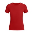 thumbnail image 6 of UAMVSH Girls Short Sleeve T Shirts Kids Ribbed Knit Crewneck Basic Tees Comfy Casual Slim Fit Summer Tops 5-16 Years, 6 of 7