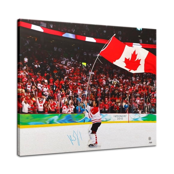 Roberto Luongo Signed Team Canada Gold Metal Celebration 26x32 Art Canvas #/10